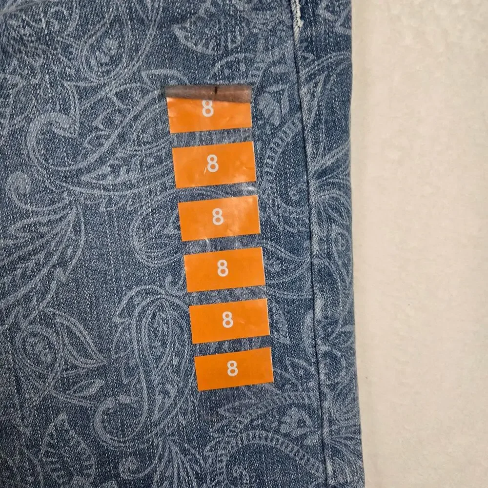 Seven7 Delancy Denim Skirt Pleated Paisley Womens 8 Mini Skirt 0748 - Picture 5 of 10